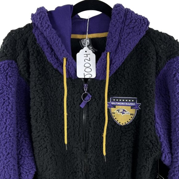NFL Team Apparel NWT Baltimore Ravens L Sherpa Fleece Sweatshirt Black Full Zip - Picture 16 of 16